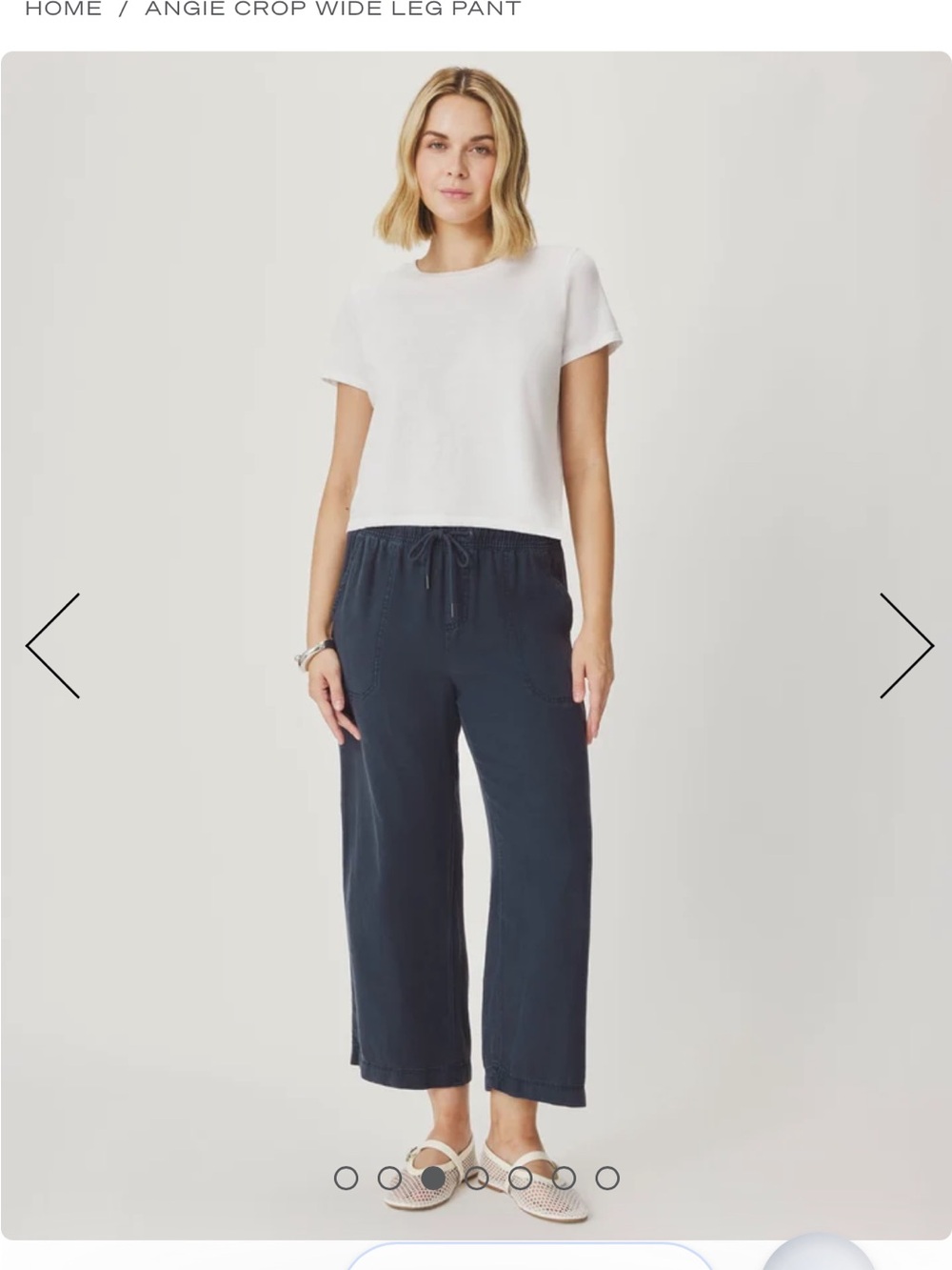 Splendid Angie Navy Wide-Leg Crop Drawstring Pants